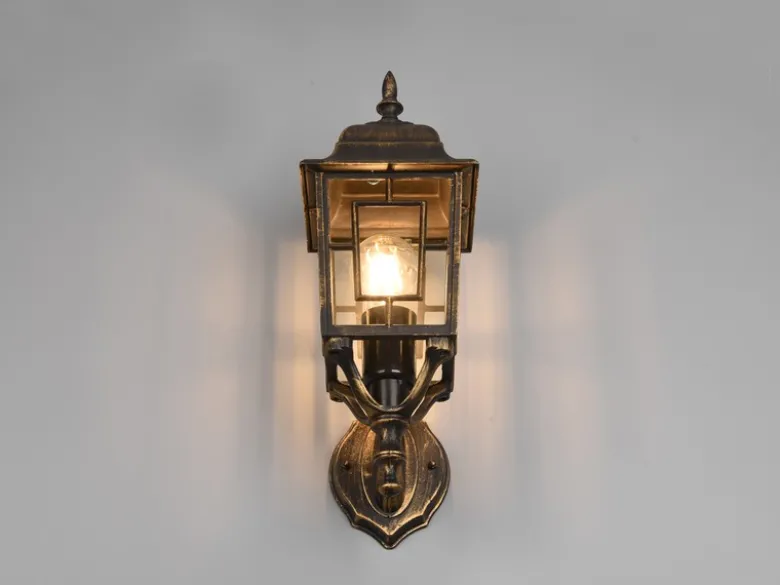 Antike Außenwandleuchte, Laterne stehend Rostoptik mit E27 LED, Höhe 41cm