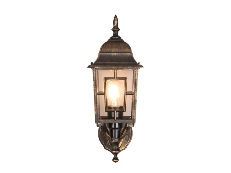 Antike Außenwandleuchte, Laterne stehend Rostoptik mit E27 LED, Höhe 41cm