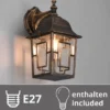 Antike Außenwandleuchte, Laterne hängend Rostoptik mit E27 LED, Höhe 30cm