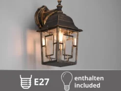 Antike Außenwandleuchte, Laterne hängend Rostoptik mit E27 LED, Höhe 30cm