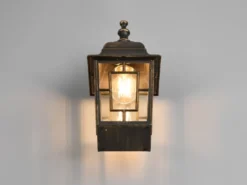 Antike Außenwandleuchte, Laterne hängend Rostoptik mit E27 LED, Höhe 30cm