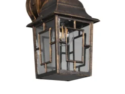 Antike Außenwandleuchte, Laterne hängend Rostoptik mit E27 LED, Höhe 30cm