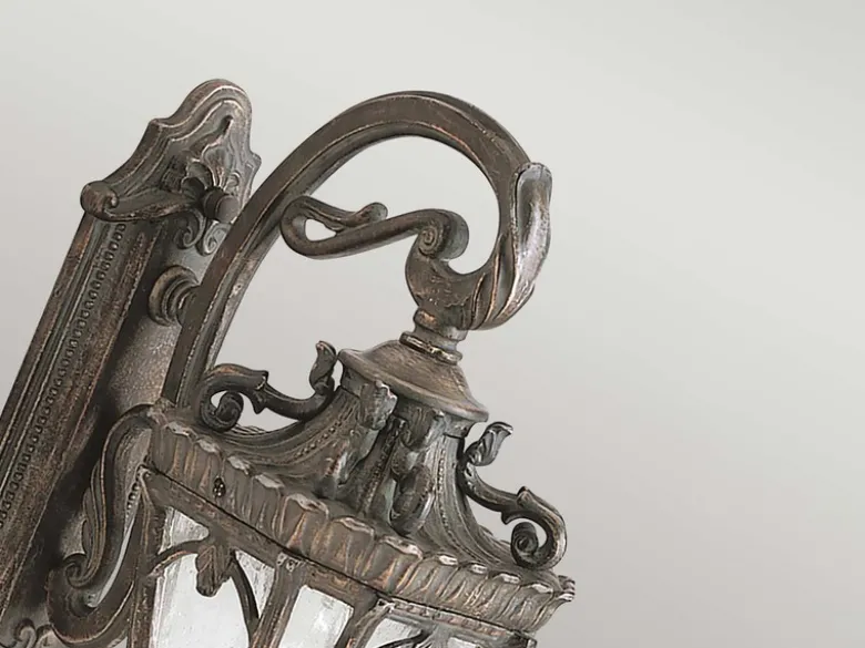 Antike Außenwandleuchte TOURNAI hängend Bronzefarbig, Höhe 46cm