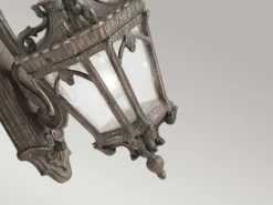 Antike Außenwandleuchte TOURNAI hängend Bronzefarbig, Höhe 46cm