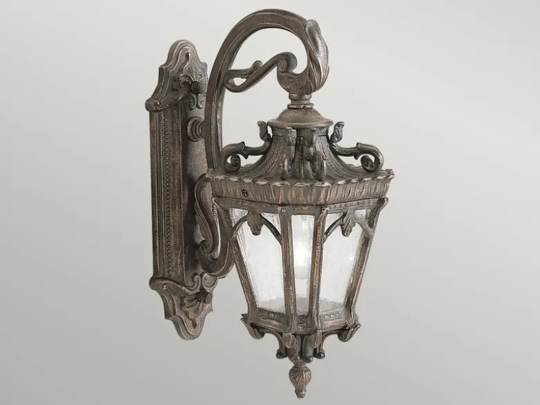 Antike Außenwandleuchte TOURNAI hängend Bronzefarbig, Höhe 46cm