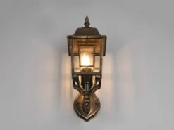 Antike Außenwandleuchte VOLTURNO Laterne stehend Rostoptik, E27, Höhe 41cm
