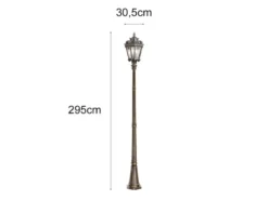Antike extra große LED Straßenlaterne Bronzefarbig, Höhe 295cm