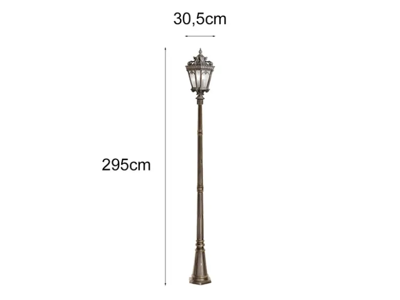 Antike extra große LED Straßenlaterne Bronzefarbig, Höhe 295cm