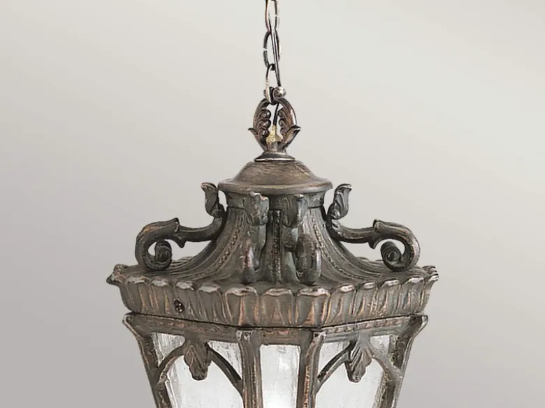 Antike Hängelaterne TOURNAI Aluminium Bronzefarbig, Ø 19cm