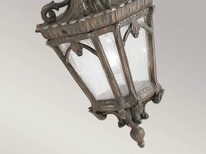 Antike Hängelaterne TOURNAI Aluminium Bronzefarbig, Ø 19cm