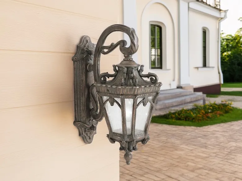 Antike LED Außenwandleuchte hängend Bronzefarbig, Höhe 46cm