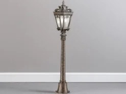 Antike LED Wegeleuchte Aluminium Bronzefarbig, Höhe 110cm