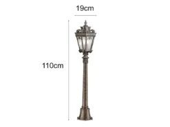Antike LED Wegeleuchte Aluminium Bronzefarbig, Höhe 110cm