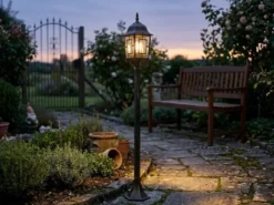 Antike Wegeleuchte aus Aluminium Rostoptik mit E27 LED, Höhe 100cm