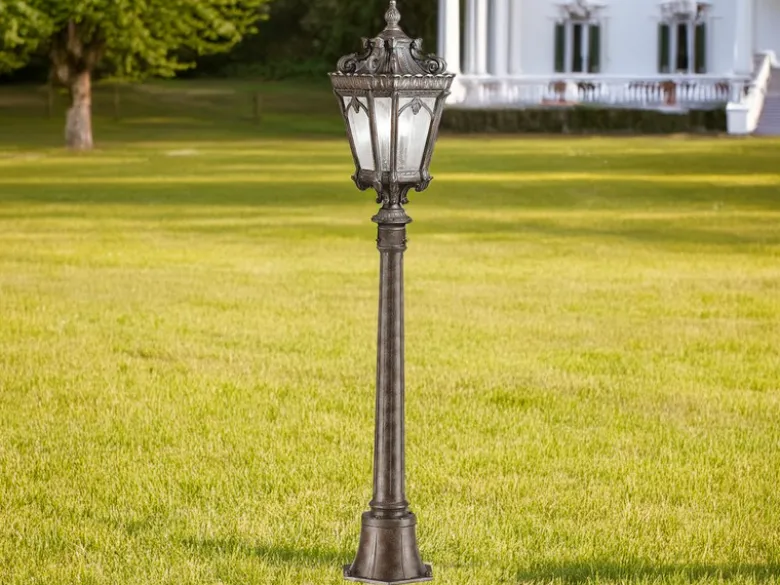 Antike Wegeleuchte TOURNAI Aluminium Bronzefarbig, Höhe 110cm