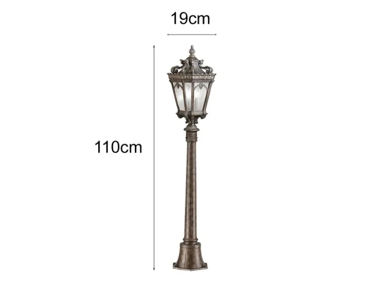 Antike Wegeleuchte TOURNAI Aluminium Bronzefarbig, Höhe 110cm