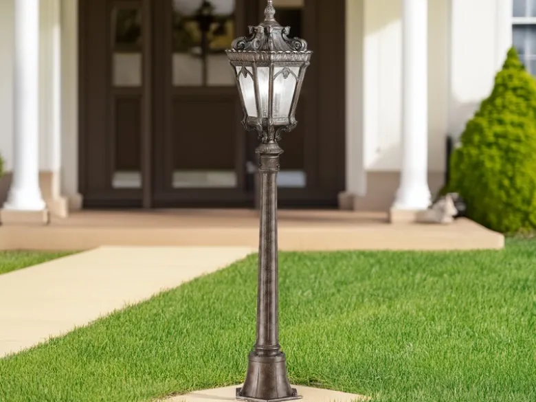 Antike Wegeleuchte TOURNAI Aluminium Bronzefarbig, Höhe 110cm