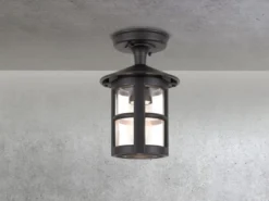 Außen Deckenlaterne HEREFORD aus Alu im Landhausstil, Schwarz Höhe 23,5cm