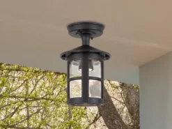 Außen Deckenlaterne HEREFORD aus Alu im Landhausstil, Schwarz Höhe 23,5cm