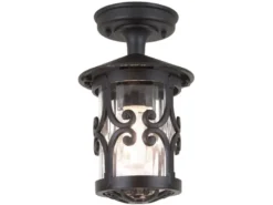 Außen Deckenlaterne HEREFORD aus Alu im Landhausstil, Schwarz Höhe 26cm