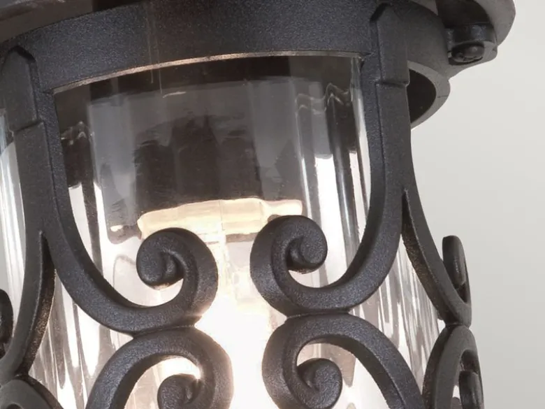 Außen Deckenlaterne HEREFORD aus Alu im Landhausstil, Schwarz Höhe 26cm