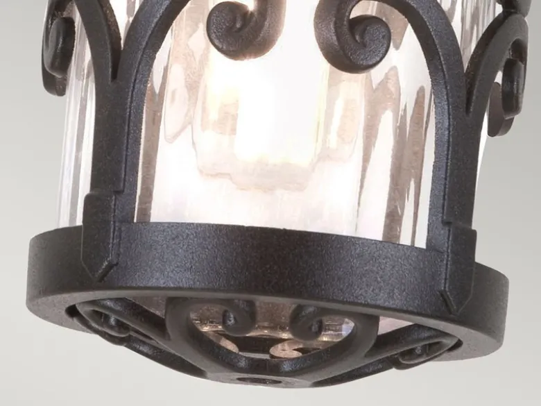 Außen Deckenlaterne HEREFORD aus Alu im Landhausstil, Schwarz Höhe 26cm