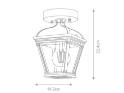 Außen Deckenleuchte BAYVIEW Laterne im Landhausstil, Höhe 22,5cm