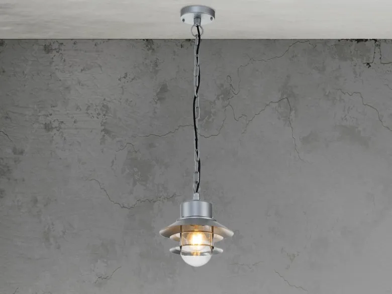 Außen Hängeleuchte COPENHAGEN aus Edelstahl, Silber Ø 22cm