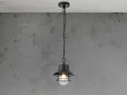 Außen Hängeleuchte COPENHAGEN aus Edelstahl, Schwarz Ø22cm