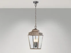 Außenhängeleuchte MANSION HOUSE im Landhausstil, Altmessing Ø22cm