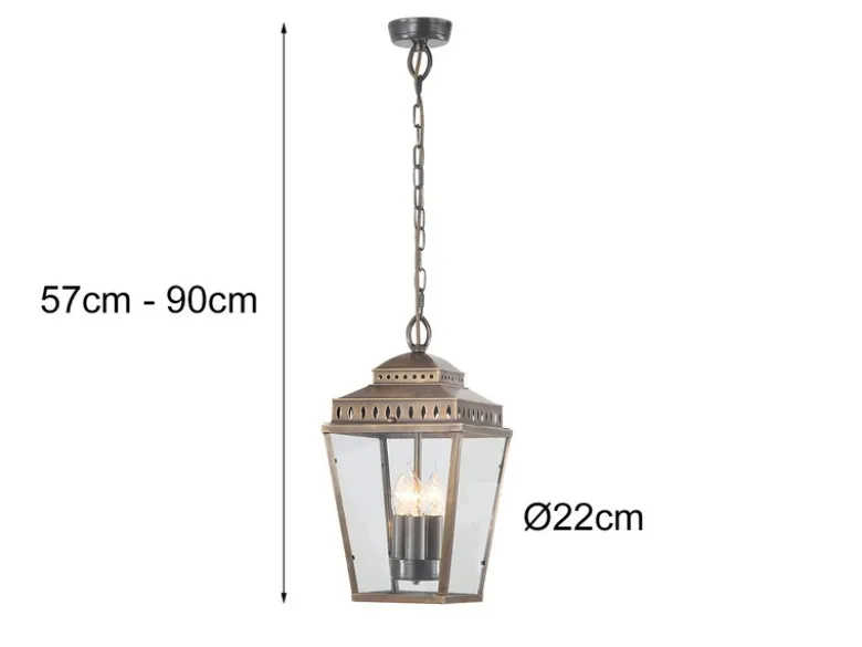 Außenhängeleuchte MANSION HOUSE im Landhausstil, Altmessing Ø22cm
