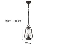 Außenhängeleuchte MINERS in antiker Laternenoptik, Breite 20cm