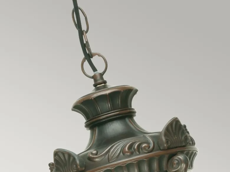 Außen Hängeleuchte PHILADELPHIA Jugendstil mit Amberglas, Ø19cm