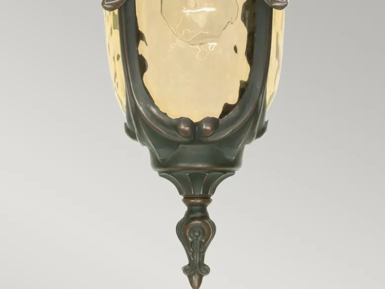 Außen Hängeleuchte PHILADELPHIA Jugendstil mit Amberglas, Ø19cm