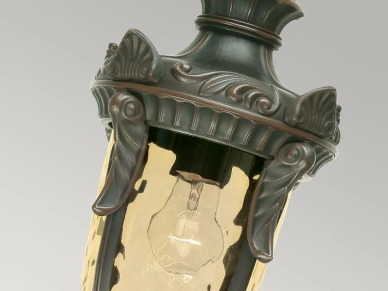 Außen Hängeleuchte PHILADELPHIA Jugendstil mit Amberglas, Ø19cm