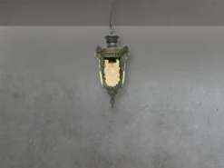 Außen Hängeleuchte PHILADELPHIA Jugendstil mit Amberglas, Ø19cm