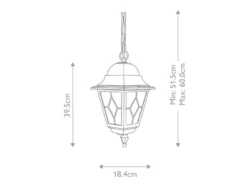 Außen LED Hängeleuchte Landhausstil Kettenlaterne mit Bleiglas, Höhe 60cm