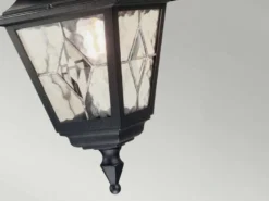Außen LED Hängeleuchte Landhausstil Kettenlaterne mit Bleiglas, Höhe 60cm