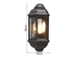 Außen LED Wandlaterne, Halbschale im Landhausstil, Schwarz, Höhe 36cm