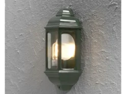 Außen LED Wandlaterne, Halbschale im Landhausstil, Grün, Höhe 36cm