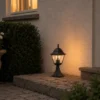 Außen Sockelleuchte Aluminium Schwarz, Gartenlaterne mit E27 LED, Höhe 39cm