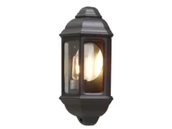 Außen Wandlaterne CAGLIARI, Halbschale im Landhausstil, Schwarz, Höhe 36cm