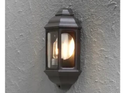 Außen Wandlaterne CAGLIARI, Halbschale im Landhausstil, Schwarz, Höhe 36cm