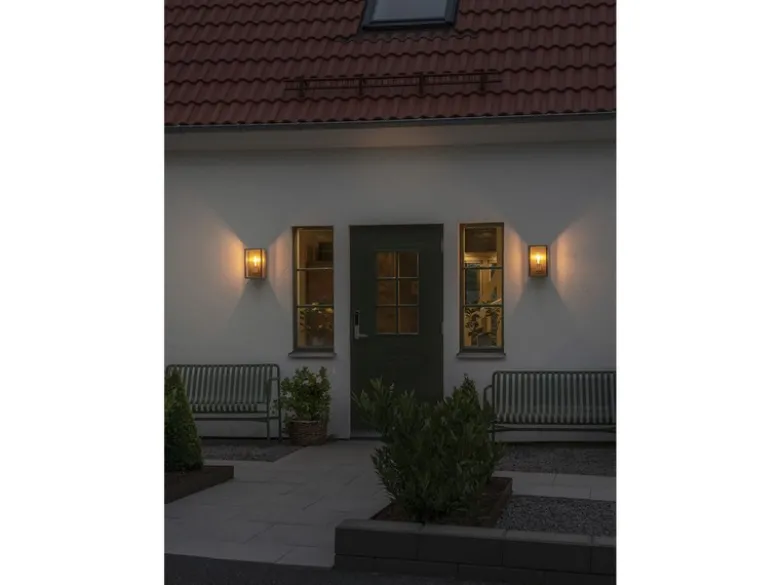 Außenwandlaterne CARPI aus Messing mit Klarglas, Höhe 30cm