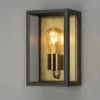 Außenwandlaterne CARPI Schwarz-Messing mit Klarglas, Höhe 30cm