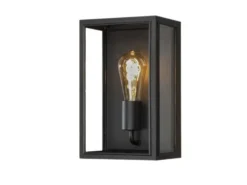 Außenwandlaterne CARPI Stahl Schwarz mit Klarglas, Höhe 30cm