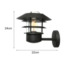 Außen Wandlaterne HELSINGOR aus Edelstahl, Schwarz Höhe 24cm