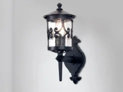 Außen Wandlaterne HEREFORD aus Alu im Landhausstil, Schwarz Höhe 42cm