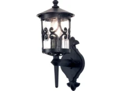 Außen Wandlaterne HEREFORD aus Alu im Landhausstil, Schwarz Höhe 42cm