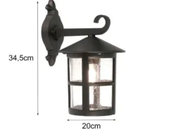 Außen Wandlaterne HEREFORD aus Alu im Landhausstil, Schwarz Höhe 34,5cm